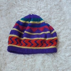 English Village Womens Vintage Colorful Funky Retro Geometric Knit Beanie